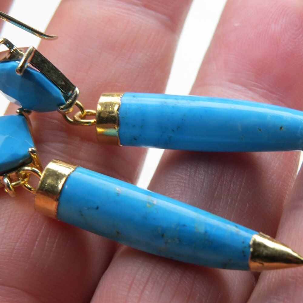 Sterling Silver 18k Plated Turquoise Earring View 3